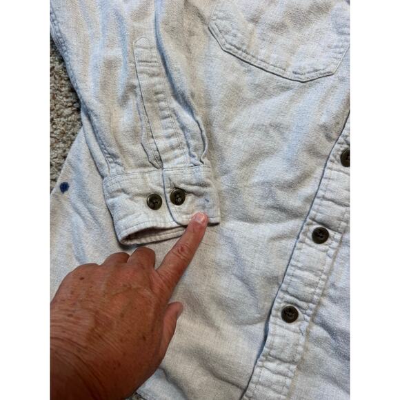 Pendleton Burnside Long sleeve collared shirt, size LG, Cream Flannel, Stains - Picture 8 of 14